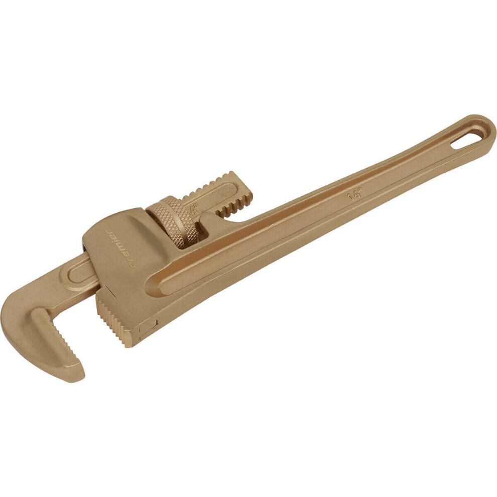 Loops 350Mm Non-Sparking Adjustable Pipe Wrench - 65Mm Jaw Capacity - Beryllium Copper