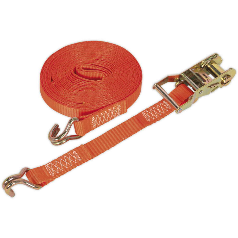 25mm x 8m 1500KG Ratchet Tie Down Straps Set - Polyester Webbing & Steel J Hook