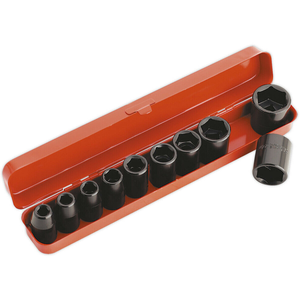 10 Piece Impact Socket Set - 1/2" Square Drive - WallDrive Socket - Storage Case