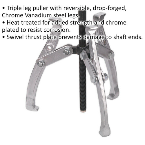 Loops 200mm Triple Leg Reversible Puller - Corrosion Resistant - Drop Forged Steel 1