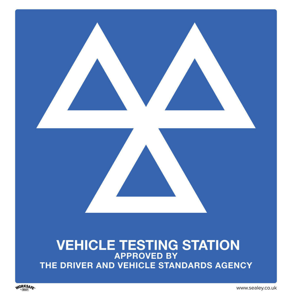 1x MOT TESTING STATION Safety Sign - Rigid Plastic 600 x 625mm Warning Plate