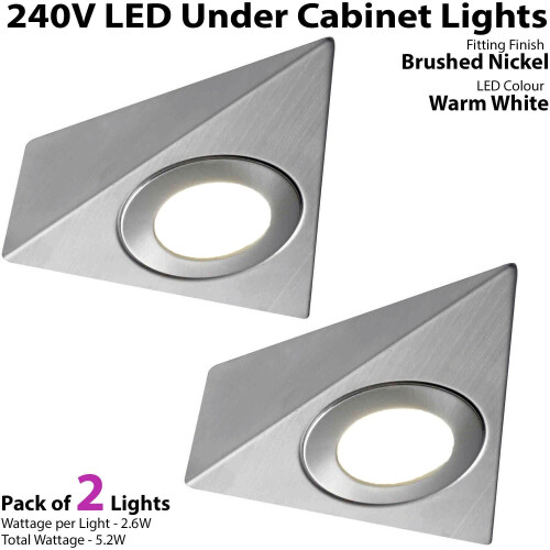 Loops 2x LED Triangle Spotlights 240V WARM WHITE Under Cabinet Kitchen Tri Light Kit 1