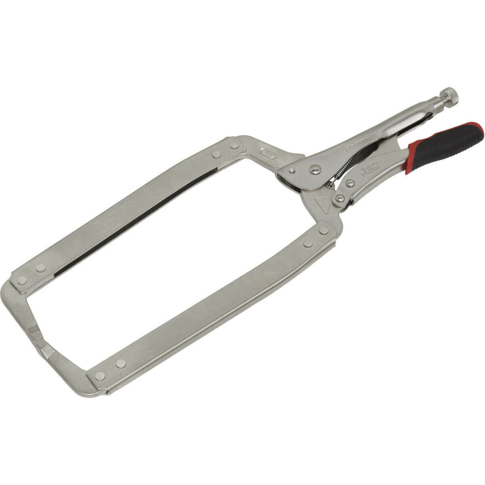 455mm Locking C-Clamp Pliers - 0-160mm Jaw Capacity - Knurled Adjustment Screw