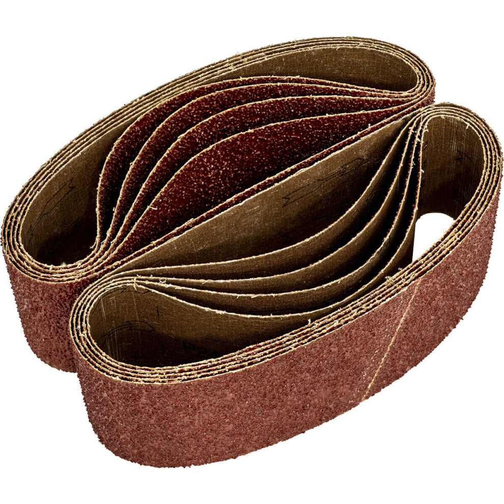 5 PACK - 75mm x 533mm Sanding Belts - 24 Grit Aluminium Oxide Cloth Backed Set