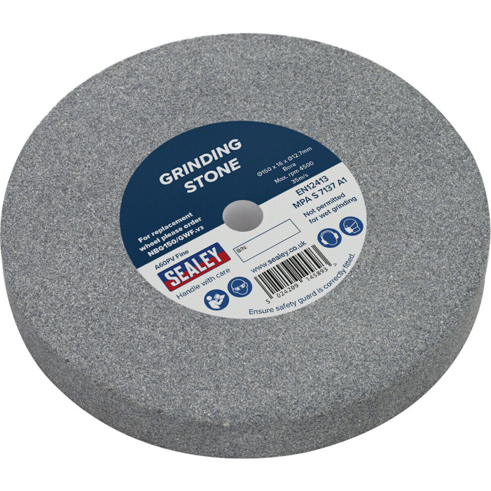 Bench Grinding Stone Wheel - 150 x 16mm - 13mm Bore - Grade A60P - Fine