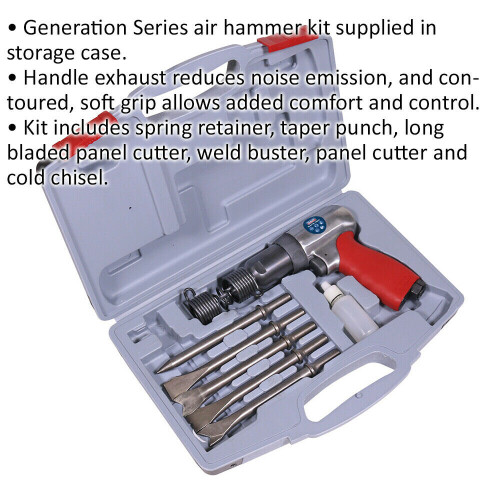 Loops Long Stroke Air Hammer Kit - 1/4" BSP Inlet - Soft Grip - Handle Exhaust 1