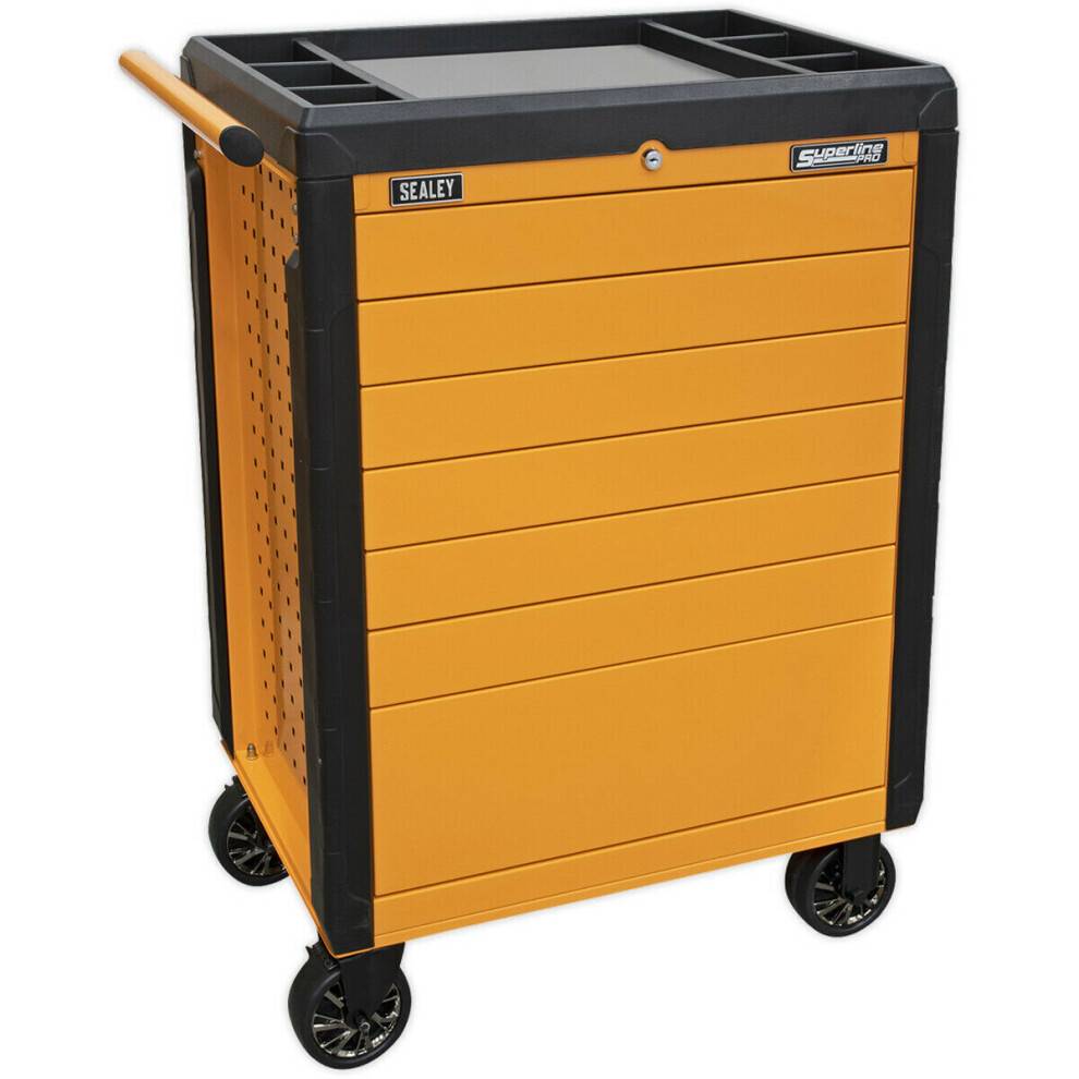 702 x 477 x 993mm 7 Drawer Hi-Vis ORANGE Portable Tool Chest Mobile Storage Box