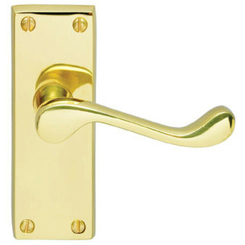 Loops Door Handle & Latch Pack Brass Victorian Scroll Lever Turn Square Backplate 2