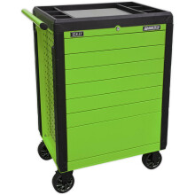702 x 477 x 993mm 7 Drawer Hi-Vis GREEN Portable Tool Chest Mobile Storage Box