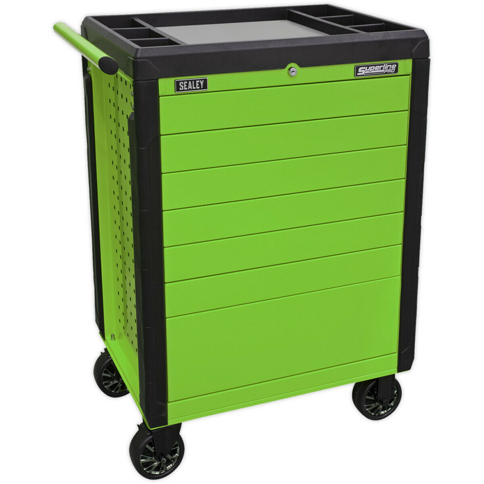 702 x 477 x 993mm 7 Drawer Hi-Vis GREEN Portable Tool Chest Mobile Storage Box