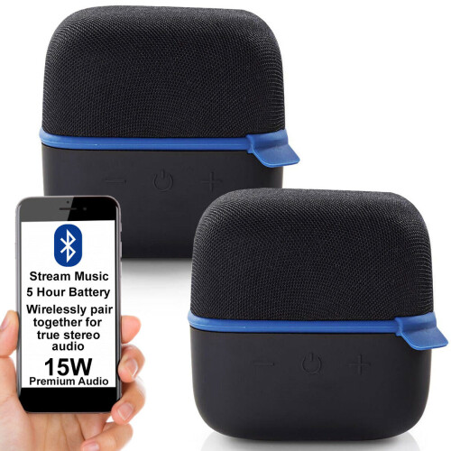 Loops 2x 15W Bluetooth Speaker Kit BLUE True Wireless Stereo Portable Rechargeable 1