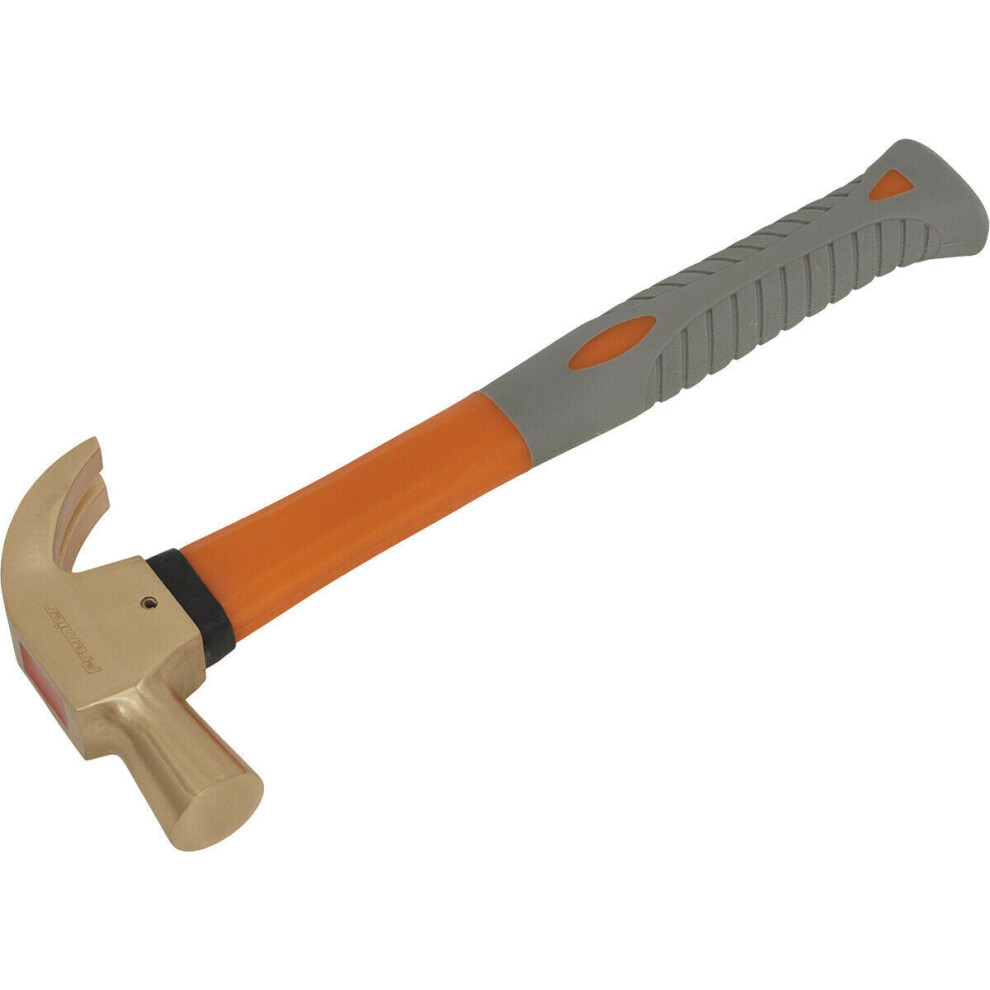 16oz Non-Sparking Claw Hammer - Fibre Glass Shaft - Shock Absorbing Grip