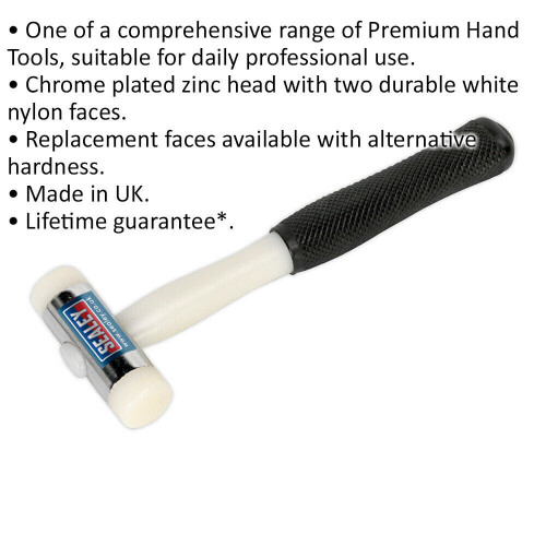 Loops 1lb Nylon Faced Hammer - Chrome Plated Zinc Head - Durable Nylon Faces 1