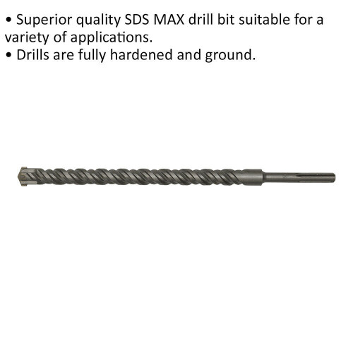 Loops 35 x 570mm SDS Max Drill Bit - Fully Hardened & Ground - Masonry Drilling 1