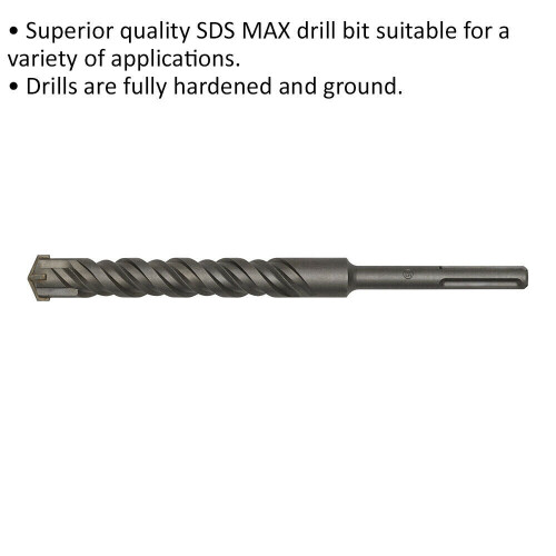 Loops 35 x 370mm SDS Max Drill Bit - Fully Hardened & Ground - Masonry Drilling 1