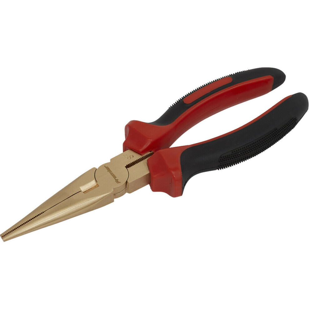 Loops 200Mm Non Sparking Long Nose Pliers - Serrated Jaws - Beryllium Copper