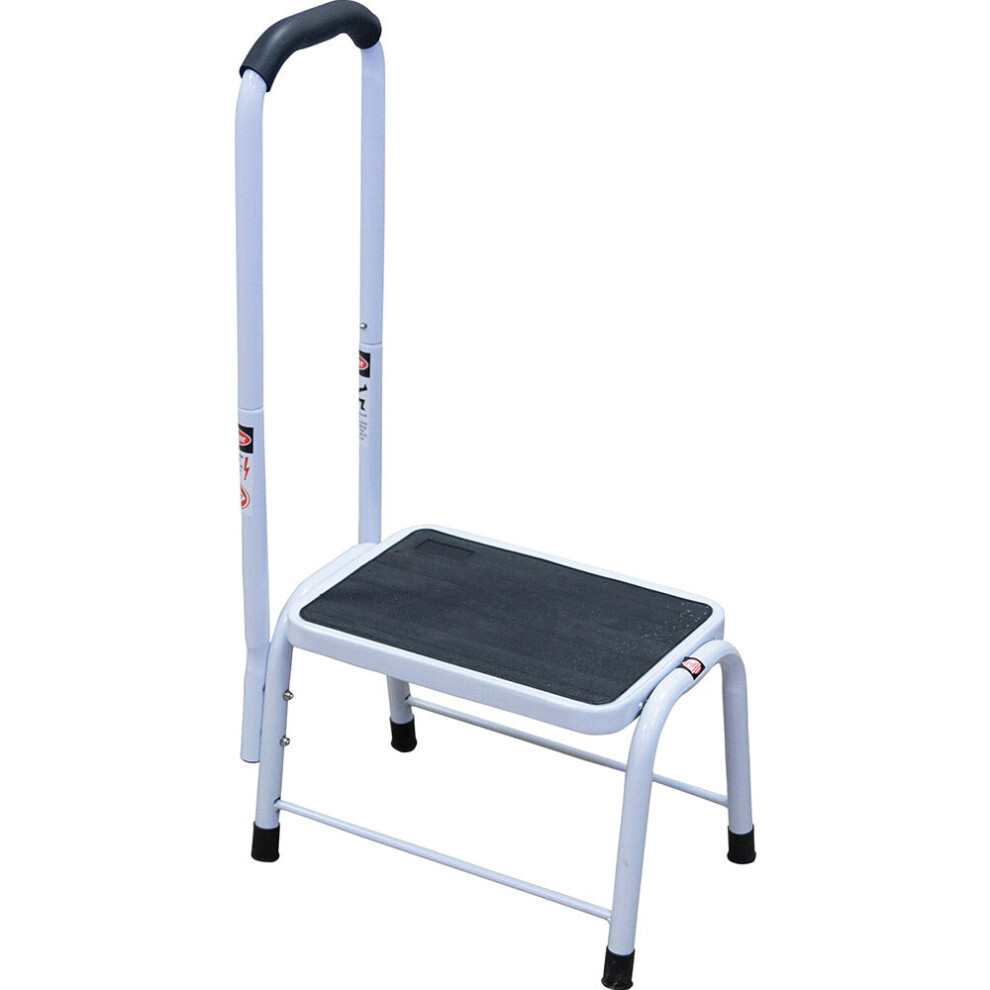 Step Stool With Handrail - Anti Slip Rubber Surface - Sturdy Rubber Feet 5056524227398