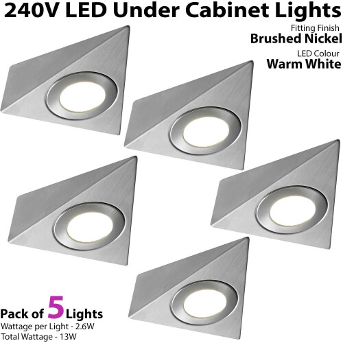 Loops 5x LED Triangle Spotlights 240V WARM WHITE Under Cabinet Kitchen Tri Light Kit 1