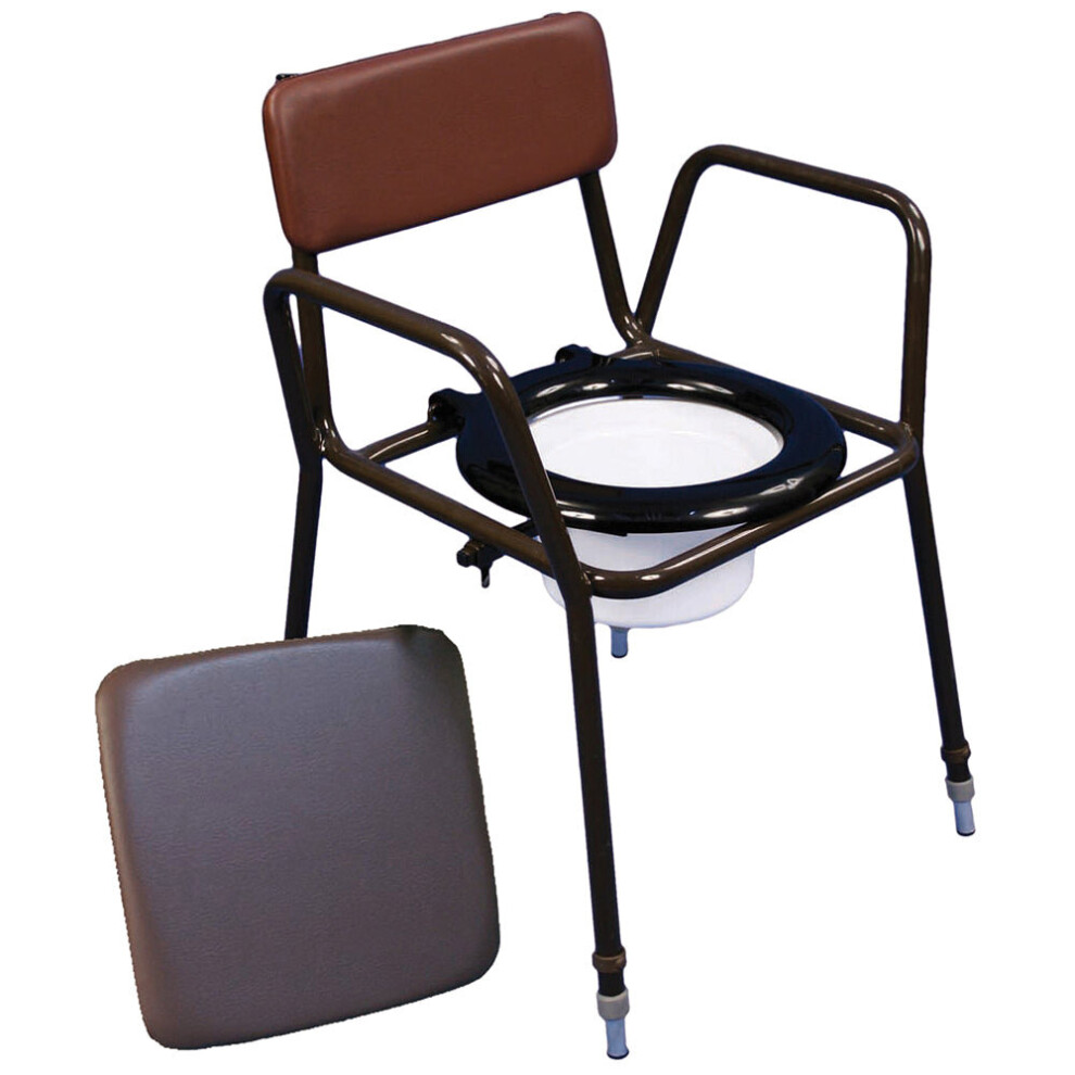 Aidapt Height Adjustable Commode Chair - Supplied With 5 Litre Pail - Fixed Padded Back