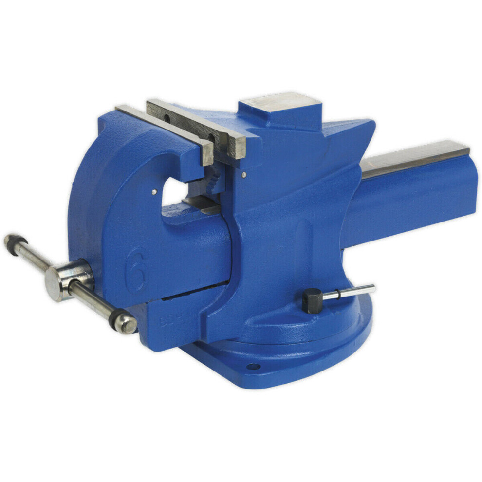Loops 150Mm Quick Action Swivel Base Vice - 203Mm Jaw Opening - Serrated Steel Jaws