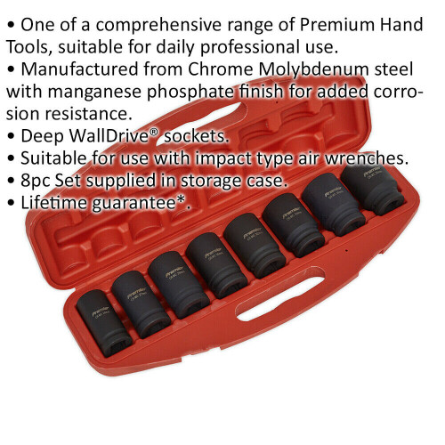 Loops 8pc DEEP Impact Socket Set - 3/4" Square Drive - Metric Air Wrench Storage Case 1