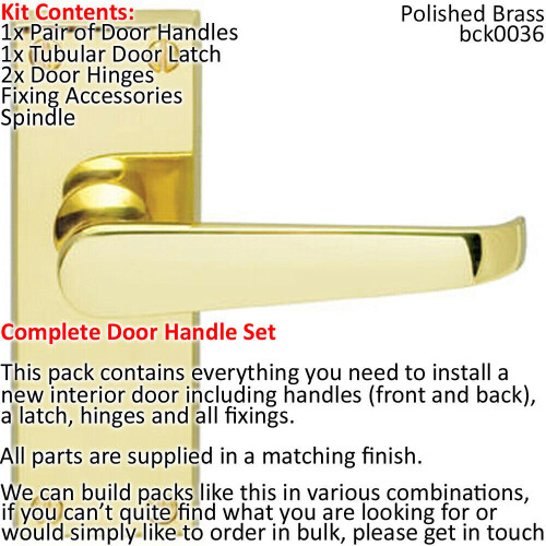 Loops Door Handle & Latch Pack Brass Victorian Straight Lever on Square Backplate 1