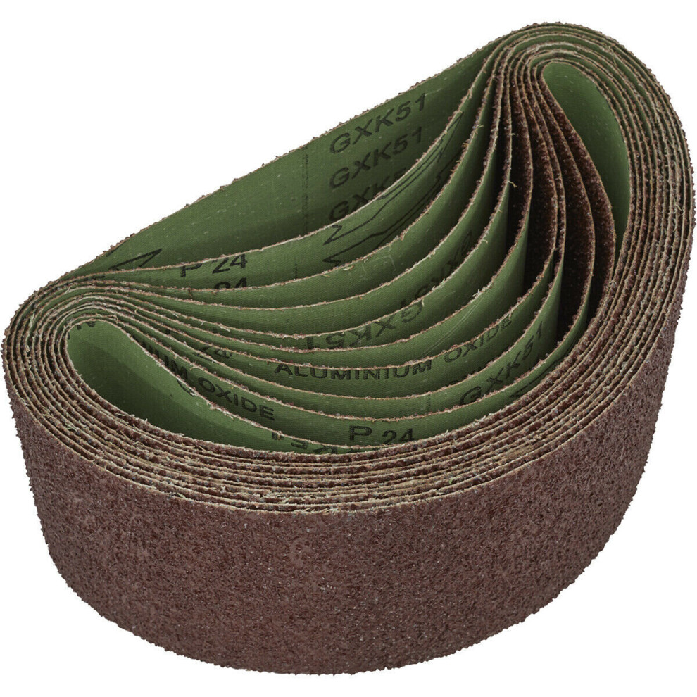 5 Pack - 100Mm X 610Mm Sanding Belts - 24 Grit Aluminium Oxide Cloth Backed Set 5056581949974