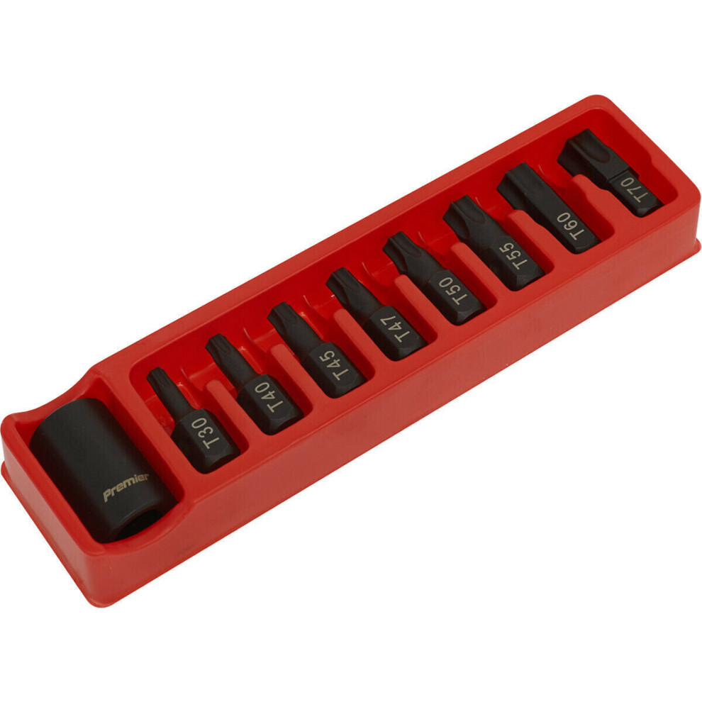 Loops 9 Piece Impact Socket Bit Set - Bit Holder - 1/2" Sq Drive - Trx-Star - Chromoly