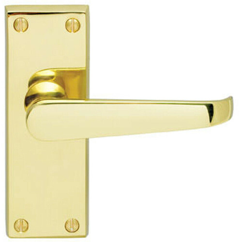 Loops Door Handle & Latch Pack Brass Victorian Straight Lever on Square Backplate 2