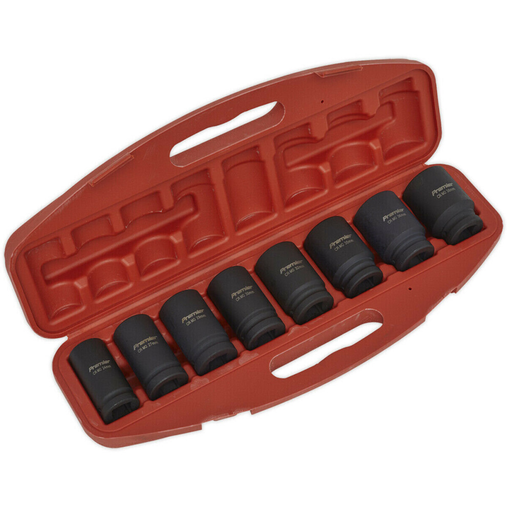 8pc DEEP Impact Socket Set - 3/4" Square Drive - Metric Air Wrench Storage Case