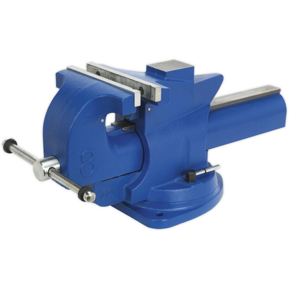 Loops 200Mm Quick Action Swivel Base Vice - 254Mm Jaw Opening - Serrated Steel Jaws