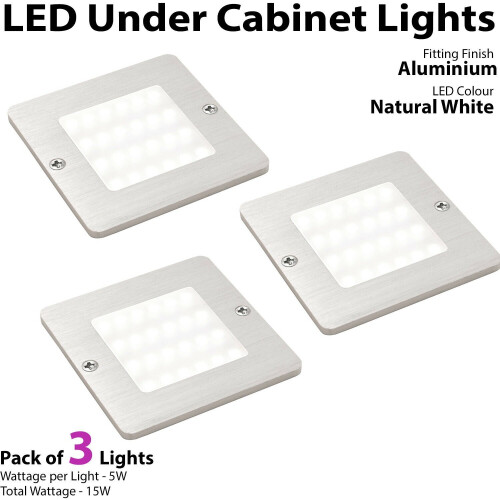 Loops 3x 5W LED Spotlight & Driver Kit Kitchen Cabinet Panel Light NATURAL WHITE 1
