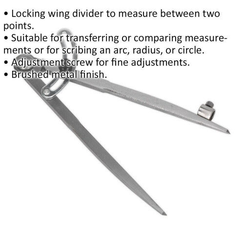 Loops 200mm Locking Wing Divider with Compass - Two Point Measurement - Adjustable 1
