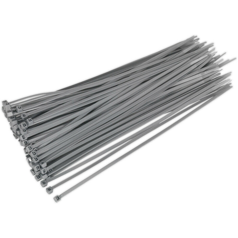 100 PACK Silver Cable Ties - 300 x 4.4mm - Nylon 66 Material - Heat Resistant