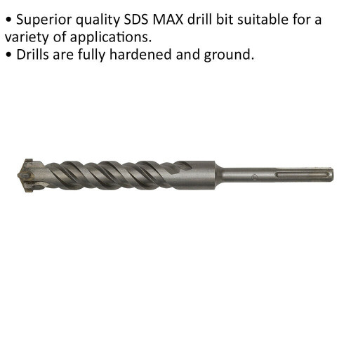 Loops 40 x 370mm SDS Max Drill Bit - Fully Hardened & Ground - Masonry Drilling 1