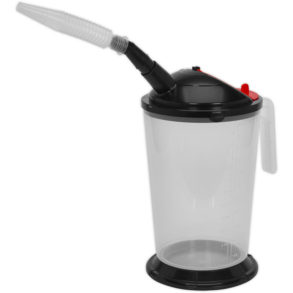 Loops 5L Transparent Measuring Jug - Removable Flexible Spout - Wide Base - Flip Lid