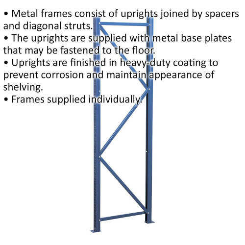 Loops Heavy Duty Metal Warehouse Racking Frame - 2000 x 600mm - Diagonal Struts 1