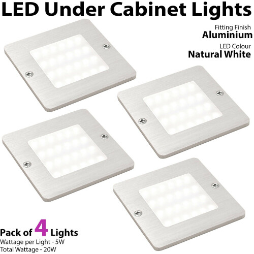 Loops 4x 5W LED Spotlight & Driver Kit Kitchen Cabinet Panel Light NATURAL WHITE 1