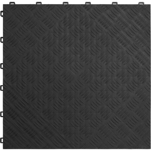Loops 9 PACK Heavy Duty Floor Tile - PP Plastic - 400 x 400mm - Black Treadplate 2