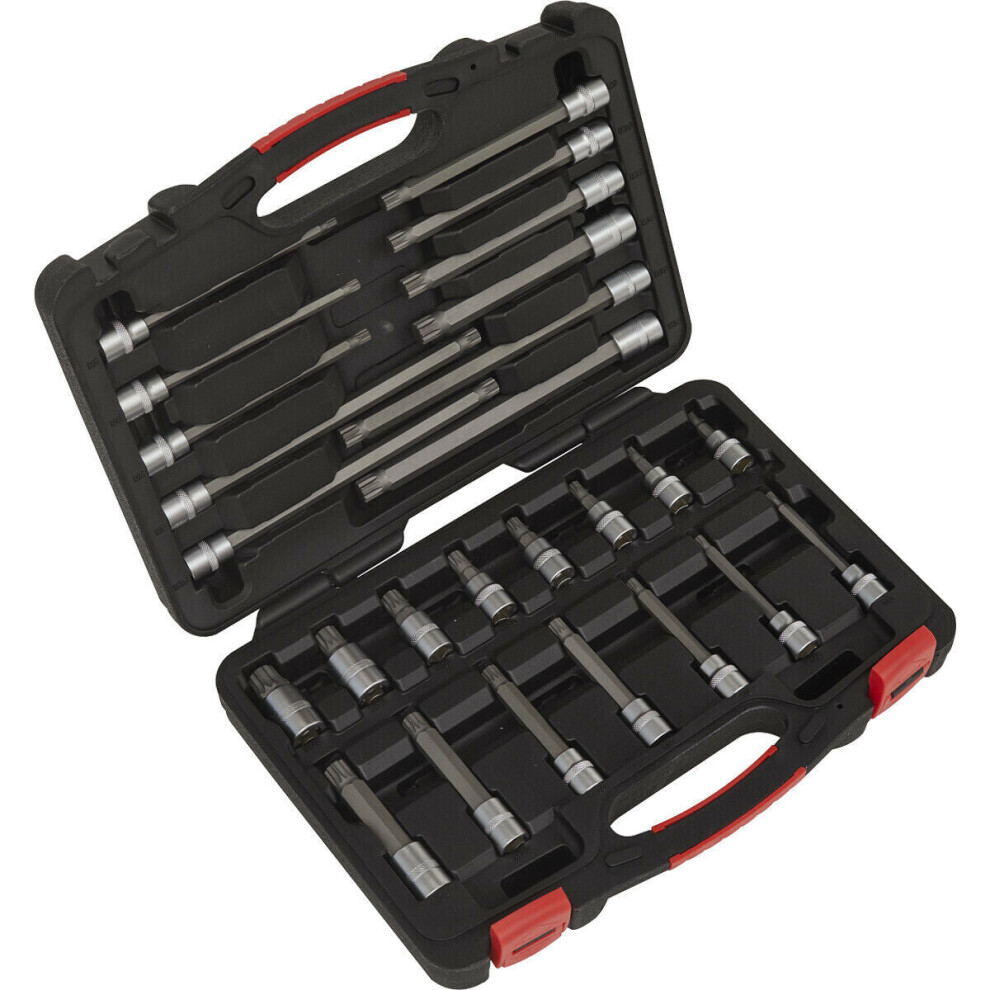 26 Pack Spline Bit Set - 3/8" Square Drive Socket - 200Mm Long Premium S2 Steel