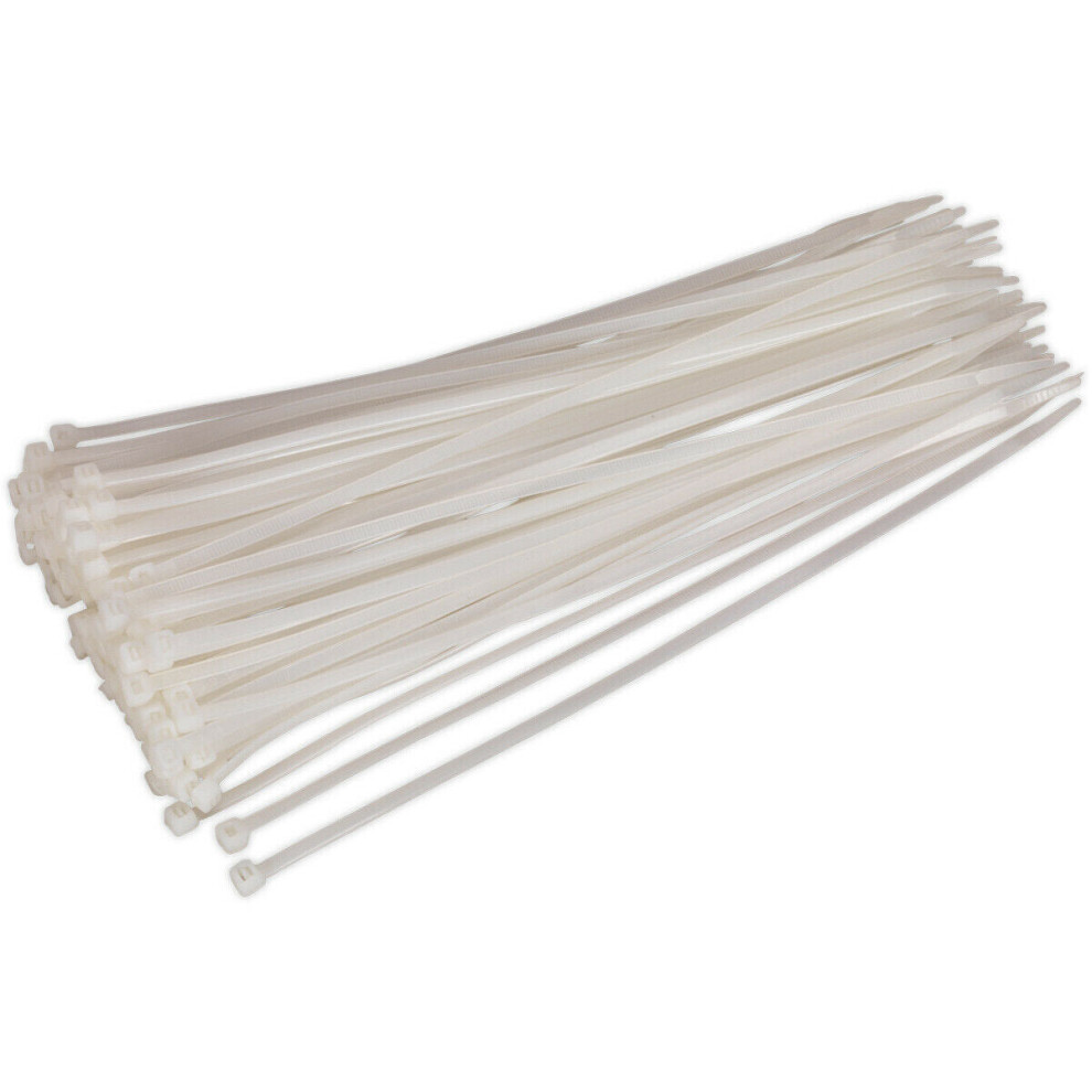 100 PACK White Cable Ties - 300 x 4.4mm - Nylon 66 Material - Heat Resistant