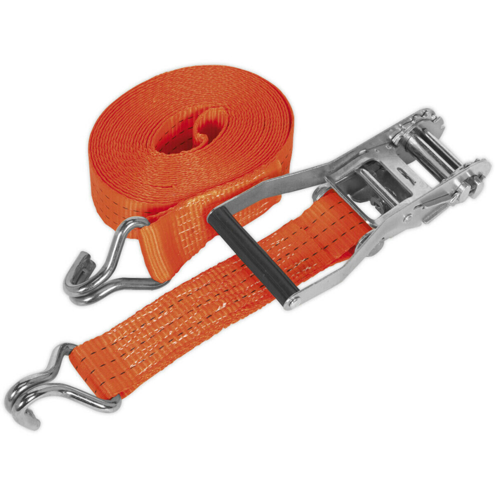 Loops 50Mm X 6M 3000Kg Ratchet Tie Down Straps Set - Polyester Webbing & Steel J Hook