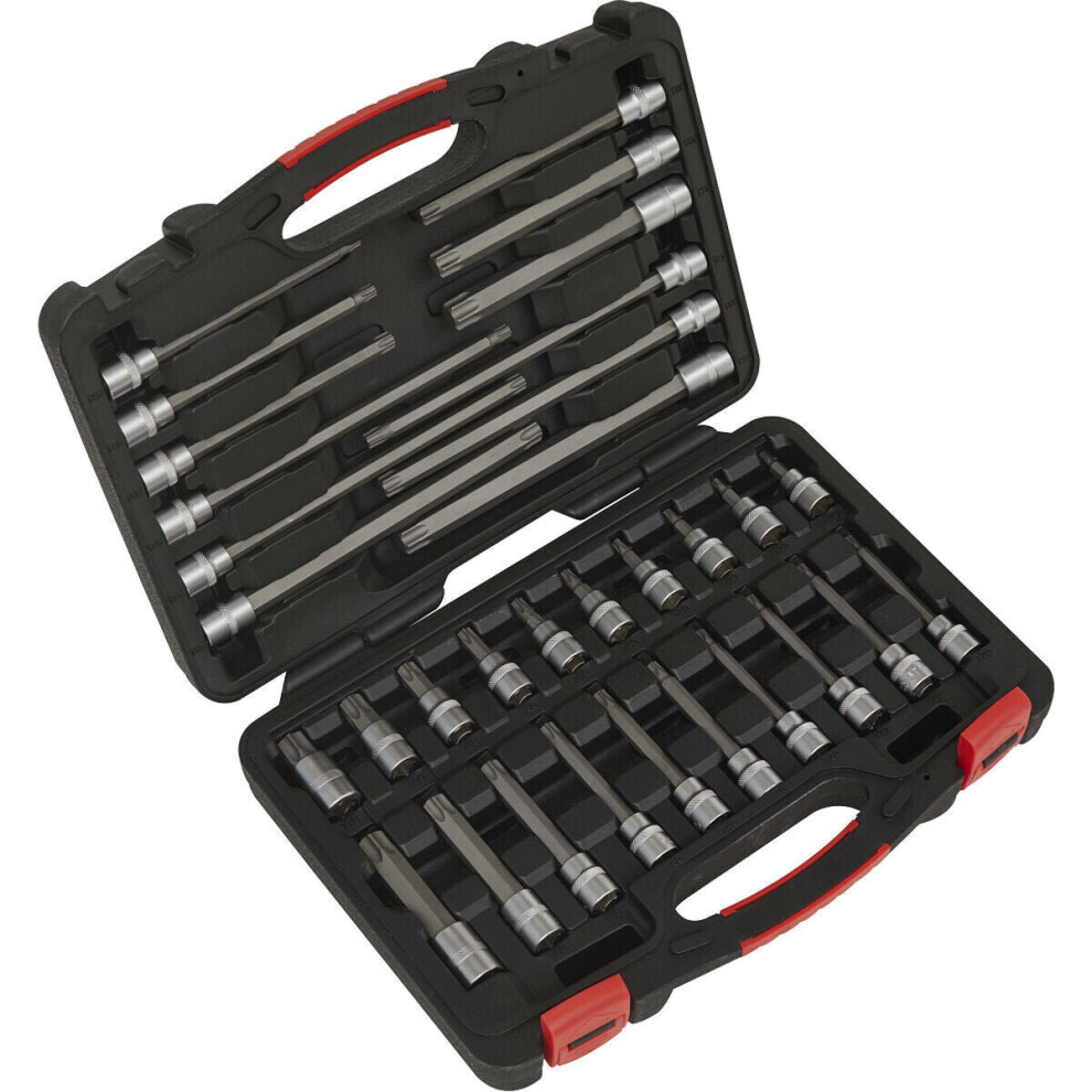 Loops 32 Pack Trx Star Bit Set - 3/8" Square Drive Socket 200Mm Long Premium S2 Steel