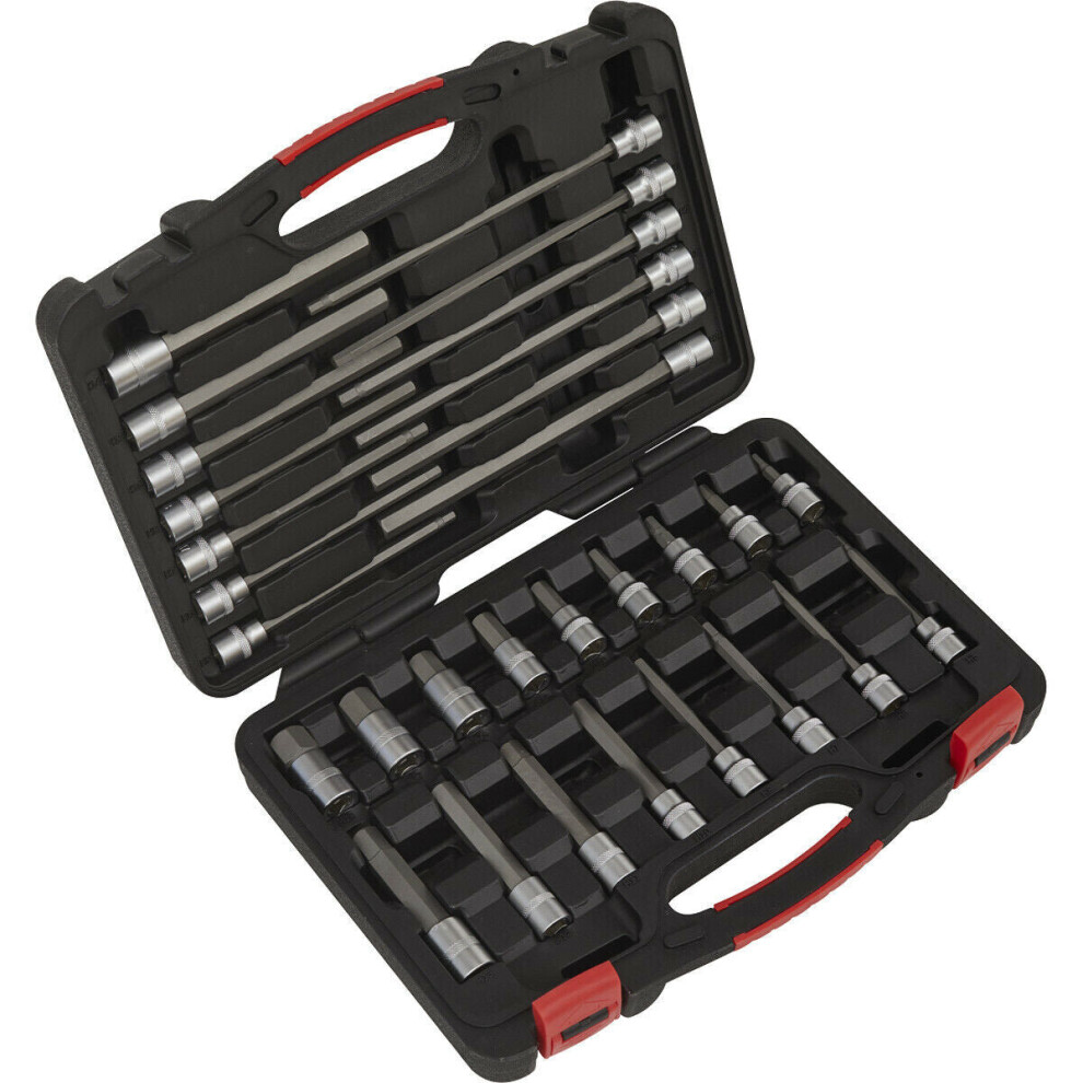30 Pack Metric Male Hex Bit Set - 3/8" Square Drive Socket - 200Mm Long S2 Steel 5056524254271