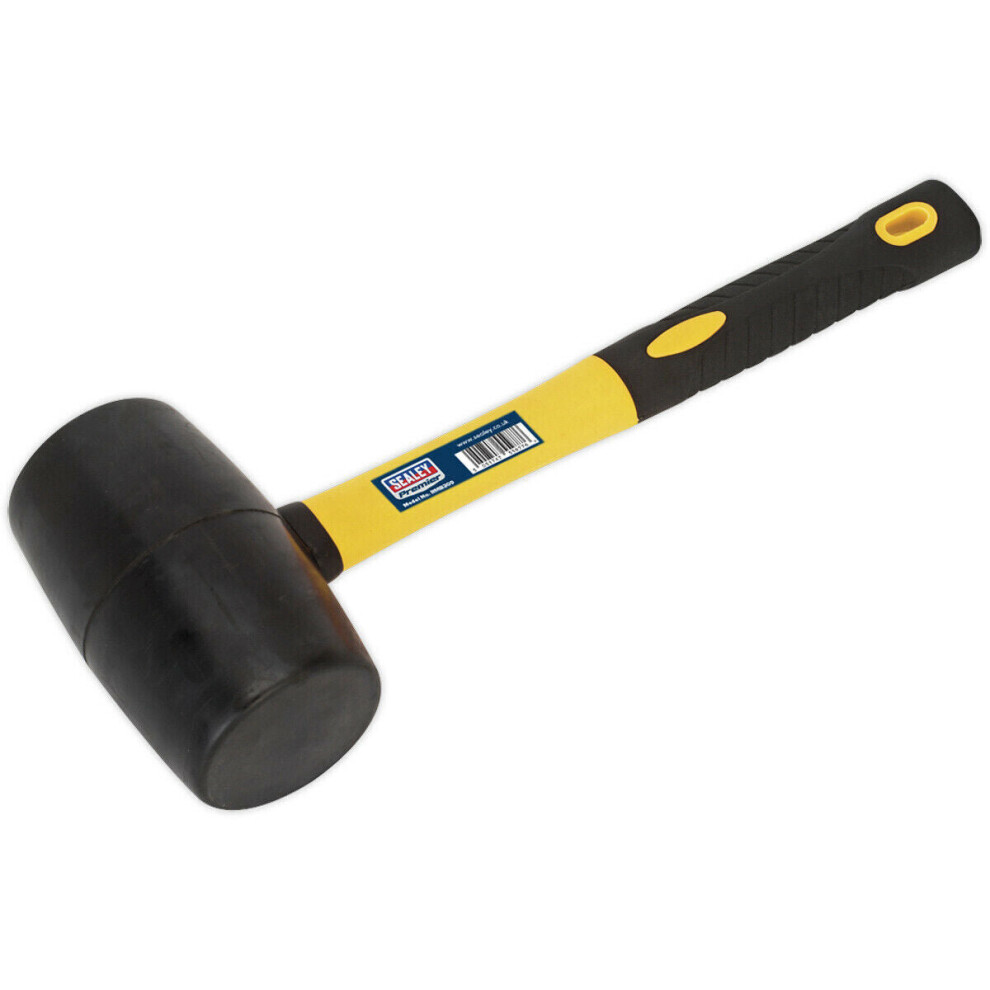 Loops 2Lb Rubber Mallet - Fibreglass Shaft - General Purpose Hammer - Diy Tool Camping