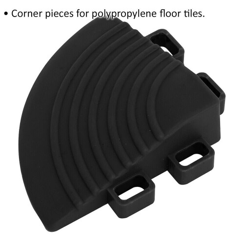 Loops 4 PACK Heavy Duty Floor Tile - PP Plastic - 60 x 60mm - Black Corner Piece 1