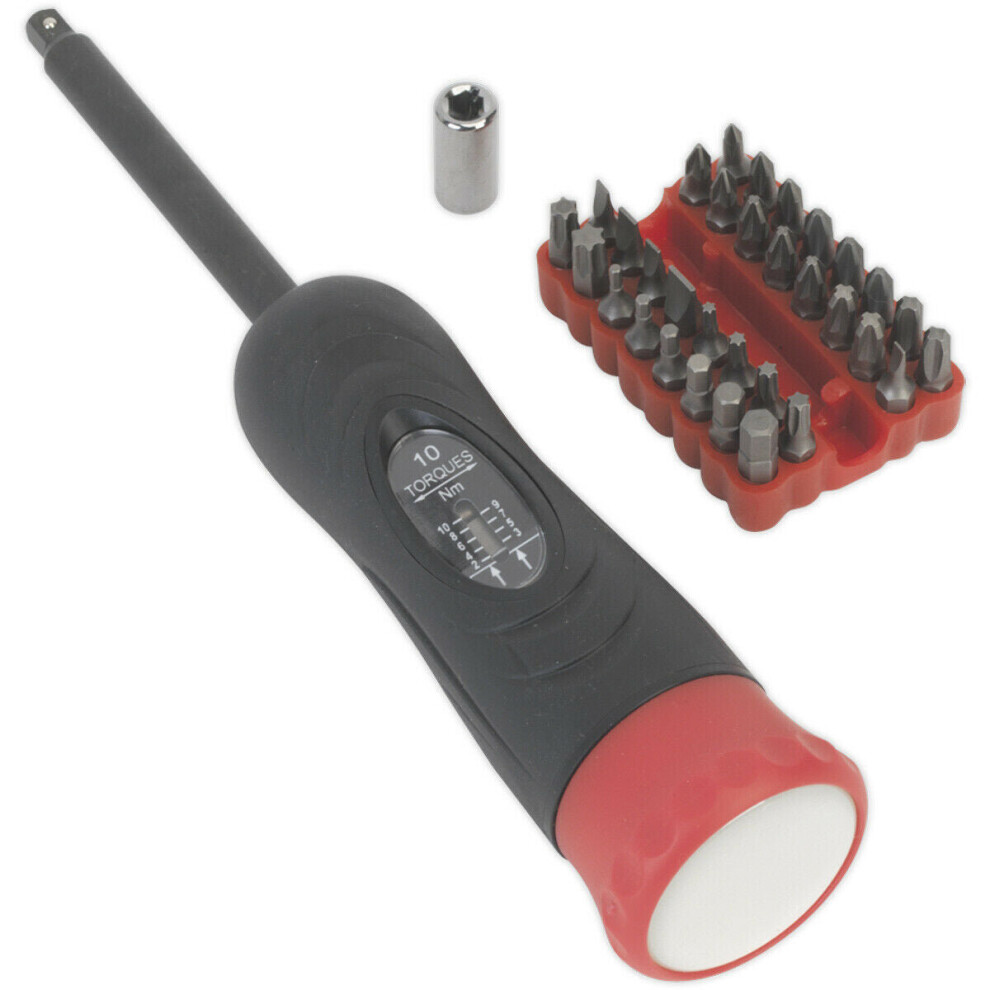 34 Pack Torque Screwdriver Set - 2-10Nm 1/4" Square Drive & Various Bits / Case