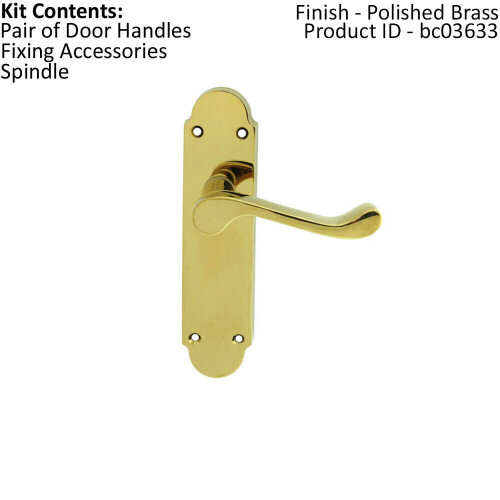 Loops PAIR Victorian Upturned Handle on Latch Backplate 170 x 42mm Polished Brass 1