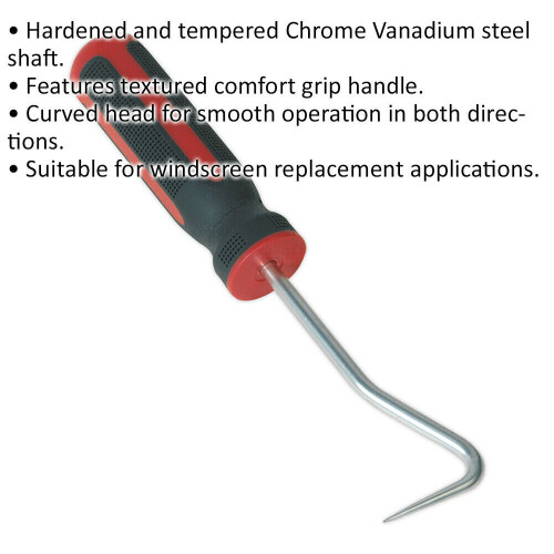 Loops Curved Rubber Hook Tool - Comfort Grip Handle - Windscreen Replacement Tool 1