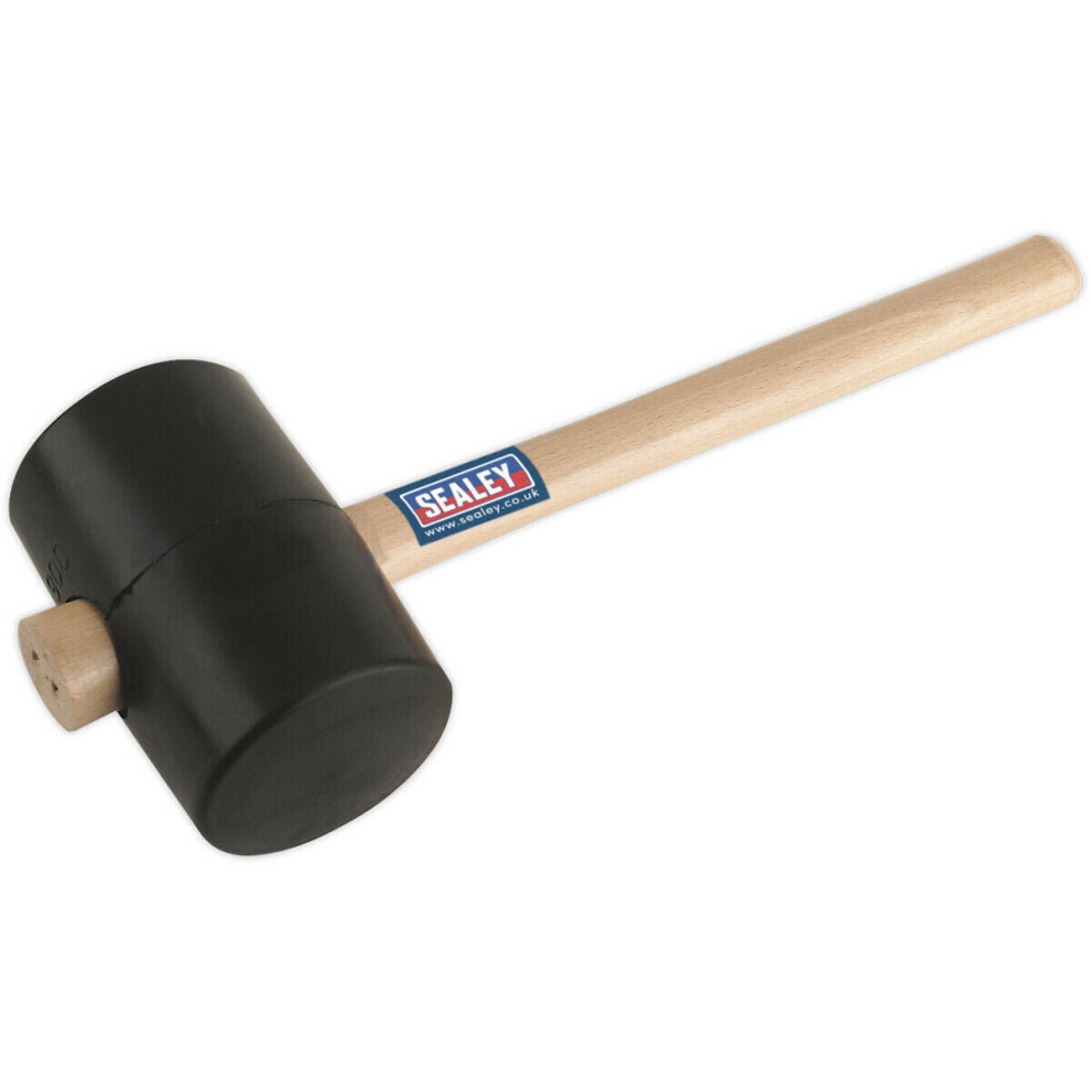 2.5lb Black Rubber Mallet - Wooden Shaft Handle - General Purpose Hammer-image-OPC-P8WMCNP-NEW